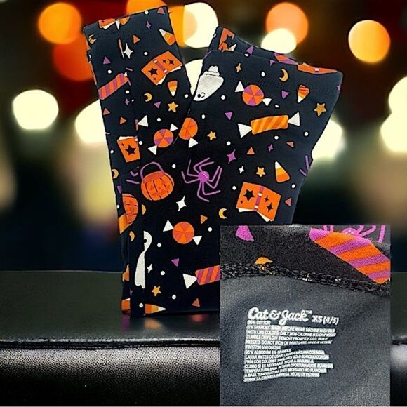 3 Pairs - 4T Girls Leggings l Fall l Halloween l Gold Star Accent l EUC - Picture 4 of 6